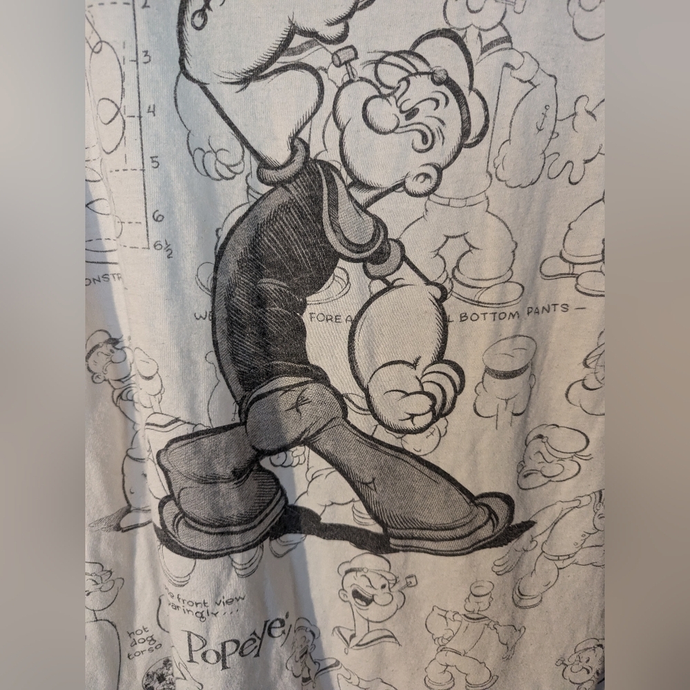 Popeye Liquid Blue T Shirt White Mens X-Large All Over Print Drawing - Picture 5 of 6